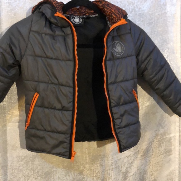 Body Glove boys hooded gray and orange puffer jacket orange zippers Size 5 - Picture 11 of 11
